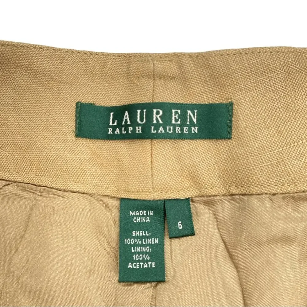 LAUREN Ralph‎ Lauren 100% Linen Pant Lined Wide Leg Women’s 6